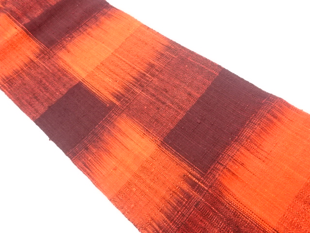 JAPANESE KIMONO / VINTAGE NAGOYA OBI / MAWATA TSUMUGI / WOVEN ABSTRACT CHECKERED
